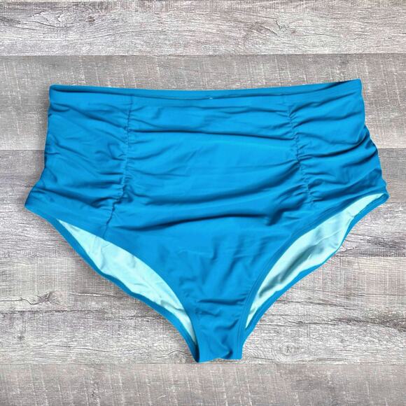 Cupshe Retro Floral Bikini 3X NEW Halter Top High Waist Slimming Ruched Bottom - Picture 4 of 7